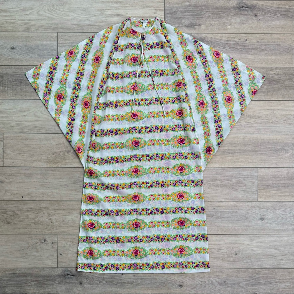 Vintage 70s‎ Lord & Taylor Floral Caftan Maxi Dress Boho Resort Hostess Lounge